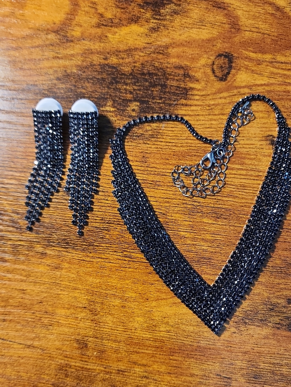 Wedding Bridal Jewelry Set, Includes Rhinestone gun black Necklace and Earrings